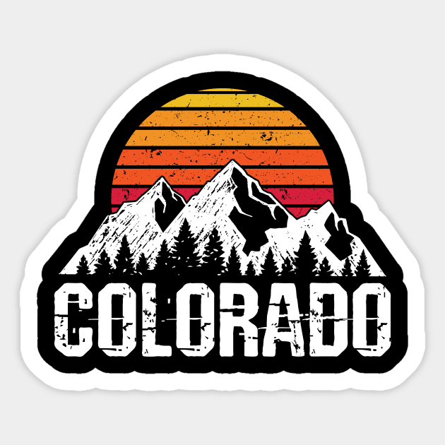 Retro Vintage Colorado Mountain & Sun Sticker by Dr_Squirrel